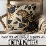 Digital Leopard Pattern, Floral Digital Paper, Animal Print, Digital Bundle, Seamless Pattern, Commercial Use, Printable Pattern, PNG JPG thumbnail 5