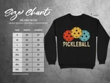 Pickleball Gildan Crewneck Sweatshirt, PICKLEBALL, Court Warm Up Retro Vintage Balls Graphic Fleece Top thumbnail 11