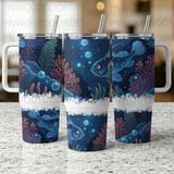 Deep Sea Ocean Tumbler Wrap Digital Design 40oz | Marine Life Sublimation PNG | Under The Sea Seamless Tumbler File thumbnail 7