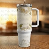 Luxury Gold Peony 40oz Tumbler Wrap, Seamless Distressed Tapered Sublimation Digital File, Elegant Floral Design, Free Car Coasters thumbnail 2