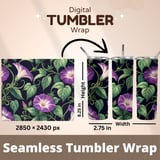 Morning Glory Tumbler Design, Digital Papers, Watercolor Flower, Floral Junk Journal, Printable Tumbler Png, Scrapbooking Paper thumbnail 7