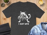 I Eat UFO flying saucer Absurd Cat Tee thumbnail 2