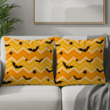Cute Halloween Bat Chevron Woven Blanket, Soft Velveteen Throw, Spooky Stars Pillow Cover, Orange & Yellow Fall Decor thumbnail 15