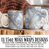 Blue Gold Marble Tumbler, Digital Paper, Watercolor Floral Backgrounds, Floral Junk Journal, Printable PNG, Scrapbooking Paper thumbnail 4