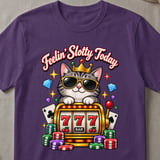 Feelin' Slotty Casino Cat T-Shirt thumbnail 2
