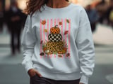 Trendy Fall Pumpkin Stack Sweatshirt, Distressed Leopard Print Checkerboard Hoodie, Cute Autumn T-Shirt Gift thumbnail 7