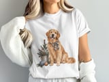 Christmas Golden Retriever PNG Clipart, Watercolor Holiday Dog Sublimation Design, Rustic Farmhouse Winter Pet Digital Download Printable thumbnail 2
