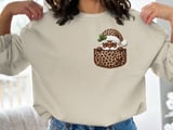 Black Santa Pocket Graphic, Leopard Print Christmas Santa Clipart, Cute African American Santa PNG, Trendy Holiday Cheetah Print Design thumbnail 2