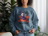 Goose Witch T-Shirt, Halloween Tee, Waiting For Halloween, Spooky Season Shirt, Goose Lover Gift, Cute Pumpkins T-Shirt, Bats and Stars thumbnail 3