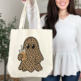 Leopard Ghost Iced Coffee Tote Bag thumbnail 1