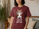Funny Cat T-Shirt, "I'll scratch your itch for FREE" Cute Kitten Graphic Tee, Cat Lover Gift, Playful Feline Art thumbnail 5