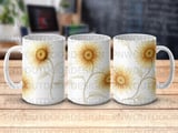 Sunflower Watercolor Mug Wrap Digital Design 11oz 15oz, Transparent Floral Mug Sublimation Tumbler Wrap Digital File thumbnail 7