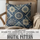 Bohemian Indigo Pattern Digital Size Bundle Png thumbnail 5