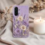 Embroidered Floral Tough Phone Case, Lavender Botanical Poppy Flower Case, Vintage Cottagecore Gift for Her, Aesthetic Floral Phone Cover thumbnail 3
