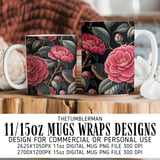 Camellia Flower Tumbler Digital Design, Pink Floral PNG, Watercolor Flowers Background, Junk Journal Paper, Scrapbooking, Tumbler Digital thumbnail 4
