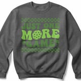 Pickleball Gildan Crewneck Sweatshirt, Just One More Game, Court Warm Up Retro Graphic Fleece Pullover thumbnail 4