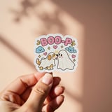 Puppy Ghost Boop Halloween T-Shirt with Sheet Costume Bat Cloud Stars Hearts Graphic Print thumbnail 3