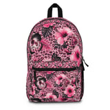 Pink Hibiscus Leopard Print Backpack, Tropical Floral Animal School Bag, Y2K Aesthetic Spiral Notebook Set, Gifts for Her thumbnail 6