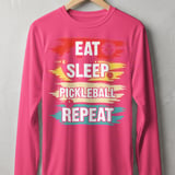 Pickleball Sport-Tek Long Sleeve Tee, Eat Sleep Pickleball Repeat, Performance Sun Shield Shirt thumbnail 2