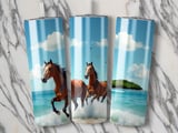 Horses on Beach Tumbler Wrap, 20oz. Tumbler Design, Ocean Scene Tumbler, Running Horses Tumbler, Beach Theme Tumbler, Horse Lover Gift thumbnail 2