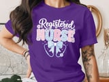 Registered Nurse Gingham Polka Dot T-Shirt with Stethoscope Bow thumbnail 1
