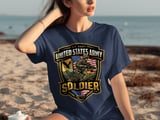 U.S. Army Soldier T-Shirt, Military Veteran Pride Tee, American Patriot Gift for Him & Her, Active Duty Support Apparel thumbnail 2