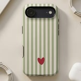 Green Striped Red Heart MagSafe® Phone Case thumbnail 4
