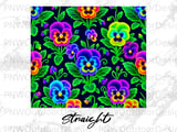 Neon Pansy Tumbler Sublimation PNG, Vibrant Floral 20oz Seamless Design, Glowing Pansies Wrap Digital Download, Car Coaster Files thumbnail 13