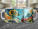Tropical Ocean Fish Mug Wrap Digital Design | Colorful Underwater Coral Reef Sea Life Sublimation PNG for 11oz 15oz Cups thumbnail 10