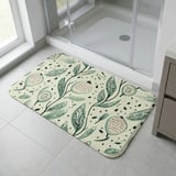 Sage Green Botanical Shower Curtain, Boho Folk Art Leaves Bath Mat, Earthy Cottagecore Bathroom Decor, Modern Nature Floral Bath Set thumbnail 10