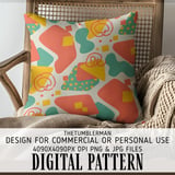 Digital Bundle Pattern, Abstract Shapes Digital Paper, Colorful Seamless Pattern, Digital Fabric Design, Fun Geometric Art, Retro Print thumbnail 5