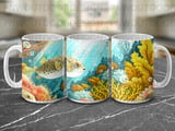 Vibrant Pufferfish Coral Reef Mug Wrap, Tropical Underwater Ocean Scene Gift, 11oz 15oz Sublimation Digital Download thumbnail 10