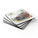 Grand Wagoneer Corkwood Coaster Set, The Waggy Coasters, Car Coasters, Beach Scene, Car Lover Gift, Drink Coasters, Automobile Art thumbnail 2