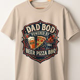 Dad Bod Powered By Beer Pizza BBQ T-Shirt | Funny Father's Day Gift for Him | Grill Master Vintage Graphic Tee | Husband Birthday Shirt thumbnail 6