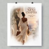 Next Chapter Wall Art Poster, Black Woman Luxury Travel Framed Poster, Soft Life Motivation Decor, Inspiring Quote Print Gift for Her thumbnail 1
