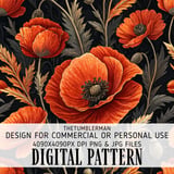 Red Poppy Tumbler Design, Floral Digital Paper, Watercolor Flowers Background, Junk Journal Pages, Printable Tumbler PNG, Scrapbooking Paper thumbnail 13