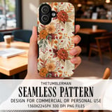Fall Floral Tumbler Design, Digital Download, Autumn Flowers PNG, Watercolor Flower Backgrounds, Scrapbooking Paper, Junk Journal Pages thumbnail 6