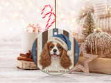 Cavalier King Charles Spaniel Ornament, Christmas 2026 Dog Ornament, Cute Blue Santa Hat Pet Keepsake Holiday Tree Decor Dog Mom Gift thumbnail 2