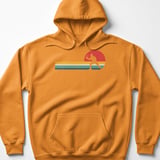 Pickleball Gildan Fleece Hoodie, Retro Vintage 70s Sunset Stripes Player Silhouette, Court Pullover thumbnail 9