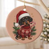 Dachshund Christmas Ornament, Cute Doxie Holiday Tree Decor, Wiener Dog Santa Hat Ornament, Dog Lover Gift, Pet Keepsake Stocking Stuffer thumbnail 2