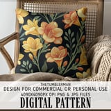 Yellow Orange Floral Tumbler Design, Watercolor Flowers Backgrounds, Junk Journal Pages, Printable Tumbler PNG, Digital Scrapbooking Paper thumbnail 5