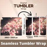 Cherry Blossom Tumbler Design, Floral Tumbler Png, Watercolor Flowers Digital Paper, Junk Journal Pages, Pink Floral Background, Digital thumbnail 7