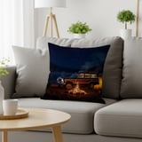 Grand Wagoneer Pillows, Campfire at Night Pillow Cases, Waggy Car Cushions, Lake Cabin Decor, Outdoor Adventure Decor, Starry Night Art thumbnail 2