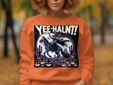 Yee Haunt Skeleton Cowboy T Shirts, Halloween Horse Rider Tee, Spooky Western TShirt, Pumpkin Patch Shirts, October Tee thumbnail 2