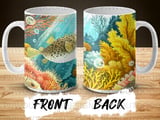 Vibrant Pufferfish Coral Reef Mug Wrap, Tropical Underwater Ocean Scene Gift, 11oz 15oz Sublimation Digital Download thumbnail 9