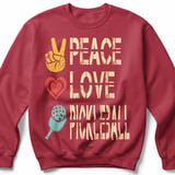Pickleball Gildan Crewneck Sweatshirt, Peace Love Pickleball, Court Warm Up Retro Graphic Apparel thumbnail 5