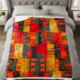 Modern Abstract Art Velveteen Blanket, Geometric Woven Throw Pillow, Red Orange Eclectic Decor, Contemporary Home Art Statement thumbnail 7