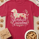 Floral Dachshund Grandma Tee thumbnail 4