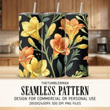 Yellow Flowers Tumbler Design, Floral Digital Paper, Watercolor Backgrounds, Flower Junk Journal, Printable PNG, Digital Scrapbooking thumbnail 2