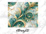 20 oz Tumbler Wrap, Teal Marble, Gold Filigree, Skinny Tumbler Design, Sublimation, Straight Tapered Wrap png, Digital Download thumbnail 3